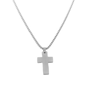 Men's Stainless Steel <b>Cross</b> Pendant With Carbon Fiber Inlay Geometric Design Necklace 120127 - Product Image 2