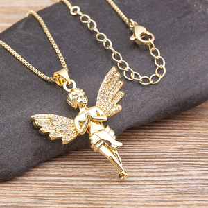 Collar QIKU con Colgante Romántico en Forma de Ángel Color Oro para Mujer de Cobre con Circonita, Accesorio de Joyería <span class=keywords><strong>Religiosa</strong></span> para Orar, Regalo de Aniversario - Product Image 5