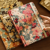 A5 Vintage Peinture À L'huile Style Cahier Imprimé À La Main Velours Côtelé Tissu Planner Facecloth Coton Journal Floral Design Bloc-Notes