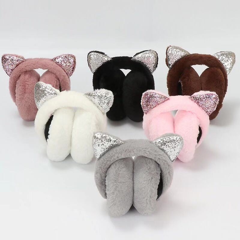 Customized Adjustable Soft Plush Fur Earmuffs Cute Cat Ear Warm Outdoor Ear Covers Warm Ear Muff for Women Girls