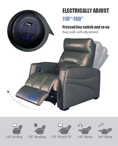 Sofá inteligente de cuero italiano para sala de estar, mueble reclinable de <span class=keywords><strong>4</strong></span> <span class=keywords><strong>plazas</strong></span> - Product Image 5