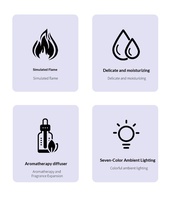 Mini humidificateur diffuseur d'huiles essentielles avec effet flamme et veilleuse