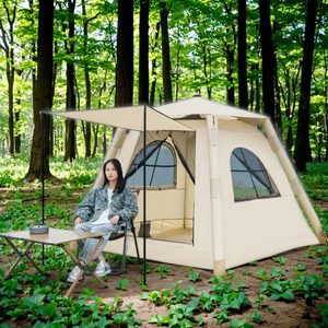 Tenda da campeggio gonfiabile portatile completamente automatica addensata per 3-4 persone pieghevole per viaggi all'aperto e notturni - Product Image 6