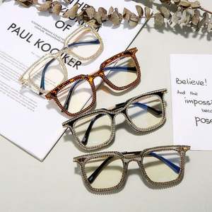 Lunettes de soleil vintage tendance 2020 pour femmes, montures de lunettes carrées pour hommes avec chaîne en strass colorés - Product Image 5