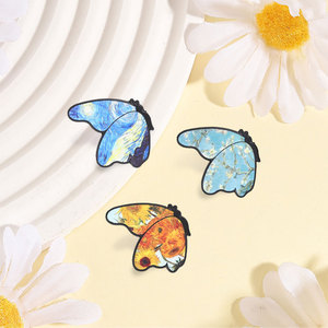 Pins de esmalte personalizados con pintura al óleo de <span class=keywords><strong>Van</strong></span> <span class=keywords><strong>Gogh</strong></span> (Mariposa, Noche Estrellada, Girasol), insignias y pines de solapa. Venta al por mayor, en stock, directo de fábrica. - Product Image 6