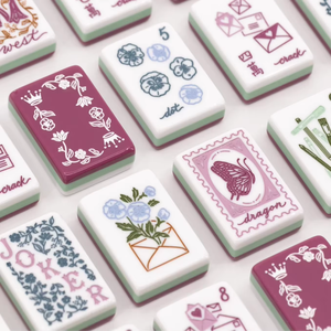 Miss Denim Lavender Floral Epistles - Set di Tessere Mahjong Americane di Lusso Eleganti per Gioco e Intrattenimento - Product Image 1
