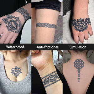 Tatuaje Temporal Étnico de Henna, Flores Geométricas de Daruma, Tatuaje Semipermanente Impermeable, Dura 2 Semanas, Tatuaje Herbal para Brazo - Product Image 3