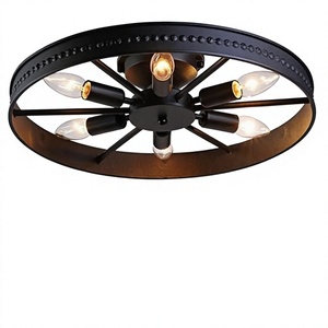 <b>Retro</b> Black Iron <b>Ceiling</b> <b>Light</b> Round E26 LED 2700K Warm White 6000LM Large Size TL708 Model Guangdong Origin for Living Room - Product Image 3