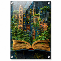 Impression acrylique de 4,5 mm d'épaisseur, 30x45 cm, livre pop-up, paysage urbain, art mural moderne numérique HD UV pour la décoration de bureaux, d'hôtels et de galeries