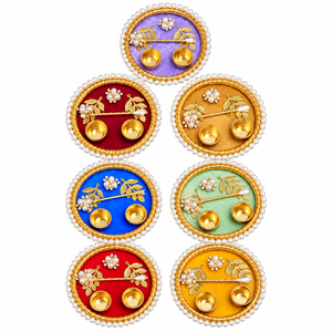 Plateau Roli Chawal Tilak avec bâtonnet Tilak de 4 pouces, thali décoratif pour Pooja, idéal pour Rakhi, Bhai Dooj, mariage, Shagun, cadeaux festifs - Product Image 1