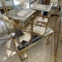 Ensemble table basse contemporaine ronde en verre pour le salon en acier inoxydable et les meubles de maison