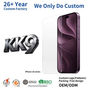 Emballage personnalisé, protection d'écran KK9 pour iPhone 18 Pro, prix d'usine, verre trempé 9H, anti-poussière, anti-chute, anti-casse - Product Image 1