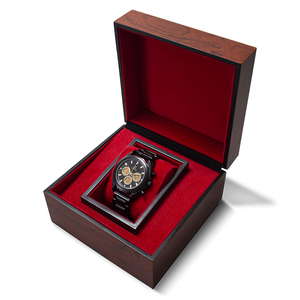Caja de reloj con logotipo personalizado, empaque de lujo, estuche clásico rojo para reloj, caja de madera para regalo - Product Image 3