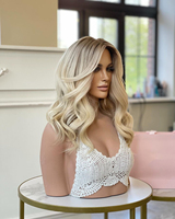 Haute Qualité Européenne Cheveux Femmes Topper Soie Base Blonde Highlight Corps Lâche Vague Foncé Racine Cendre Juif Casher Toupet Sans Colle