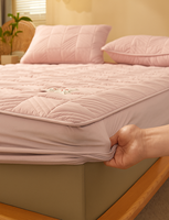 Couvre-lit en polyester imperméable de couleur unie protège-matelas drap-housse pour ensemble de literie style uni