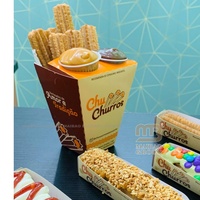 Emballage de cône en papier pour crêpes écologiques, boîte à beignets de churros de boulangerie gaufres à emporter avec insert de tasse à tremper