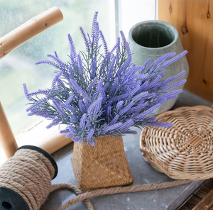 Plante artificielle verte <span class=keywords><strong>lavande</strong></span> faite à la main en gros, 15 mailles, 5 branches, fleur d'usine, pour la remise des diplômes, le Nouvel An, la fête des pères, toutes saisons - Product Image 1