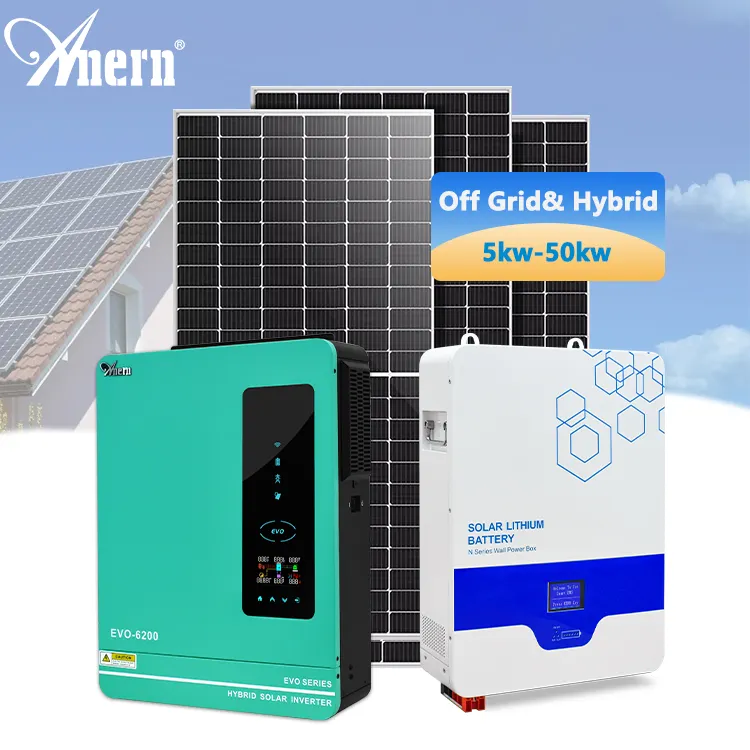 Sistema de energía solar para el hogar completo, fuera de la red, con panel de accesorios, batería, controlador, inversor