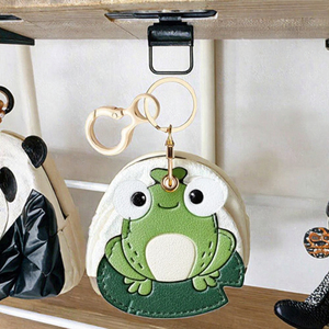 Porte-clés en cuir PU de haute qualité, motif dessin animé mignon (Panda, Grenouille, Lapin), mini-sac de protection pour pièces de monnaie - Product Image 3