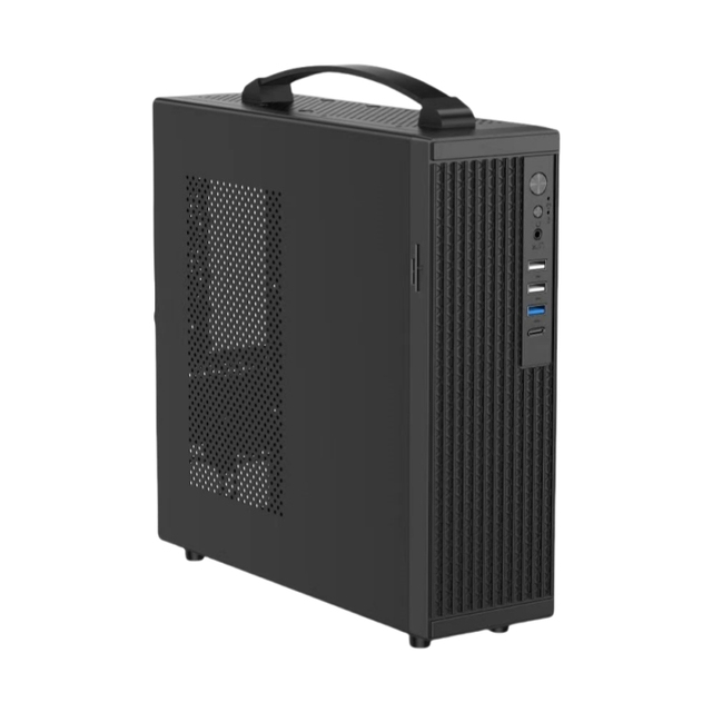 Black Metal Mid Tower Micro-ATX Mini-ITX PC Case with Carrying Handle