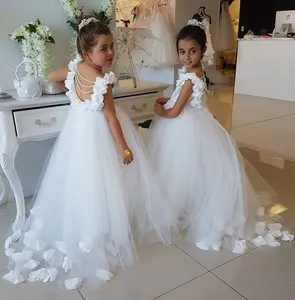 2020 New Style Custom Made Lace Flower Girl Party Dresses High Quality Tulle Girl's Wedding Dresses
