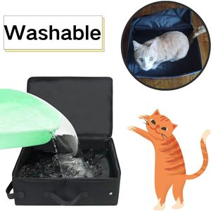 Foldable Fabric <b>Cat</b> Litter Bag Rectangle Black Washable Portable <b>Cat</b> Toilet for Outings - Product Image 1
