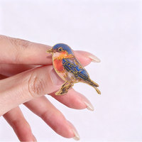 Broche Émail Vintage Délicate en Forme d'Oiseau, Élégant Petit Badge Métallique pour Sac, Manteau, Chapeau, Ornement Quotidien, Objet de Collection