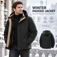 Veste d'hiver pour homme avec capuche amovible, taille plus L-5XL, résistante à l'eau, doublée de polaire, rembourrée, décontractée, coupe-vent pour l'extérieur
