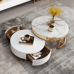 <span class=keywords><strong>Sala</strong></span> de estar moderna NOVA, 2 uds., mesas redondas de café <span class=keywords><strong>para</strong></span> té, juego de madera, <span class=keywords><strong>mesa</strong></span> <span class=keywords><strong>Central</strong></span> superior de mármol de lujo con cajones - Product Image 4