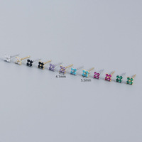 FSE107~FSE118 Einfache Diamantbesetzte S925 Silber INS Vierblättrige Blumen-Ohrringe Süße und Kompakte Farbenfrohe Blumen-Ohrringe
