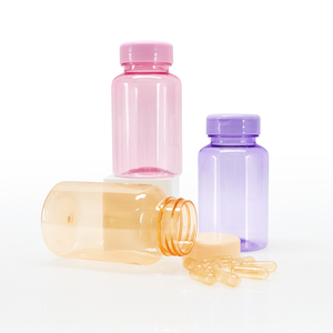 150ML Colorful Pink Orange Purple Blue Green PET Cylinder Industrial Use <b>Pill</b> <b>Bottle</b> with Silk Screen Printing Screw Cap - Product Image 1