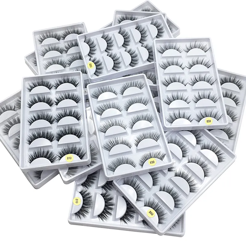 faux mink eyelashes 3d 5 pairs eyelashes wholesale vendor 12mm-18mm eyelashes customized packaging