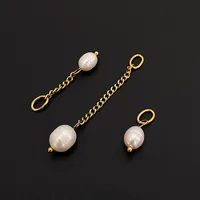 Pendentif en perle d'eau douce en acier inoxydable eManco, accessoires DIY plaqués or 14 carats sous vide, breloques pour bijoux.