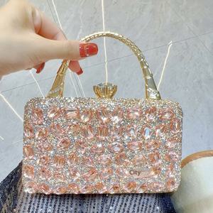 Pochette da sera da donna di lusso di alta qualità con strass in <span class=keywords><strong>argento</strong></span> oro con motivo a fiocco con motivo in pietra di cristallo - Product Image 6