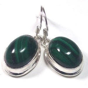Malachite pierres précieuses 925 boucles d'oreilles en argent sterling goutte balancent chaîne clous d'oreille bali jhumki lunette gros bijoux indiens - Product Image 1