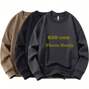 Simple Sweatshirts Men's Clothing Oversized Hoodie Fleece Lined Black Unisex Custom 620Gsm Heavyweight Hoodies - Product Image 2