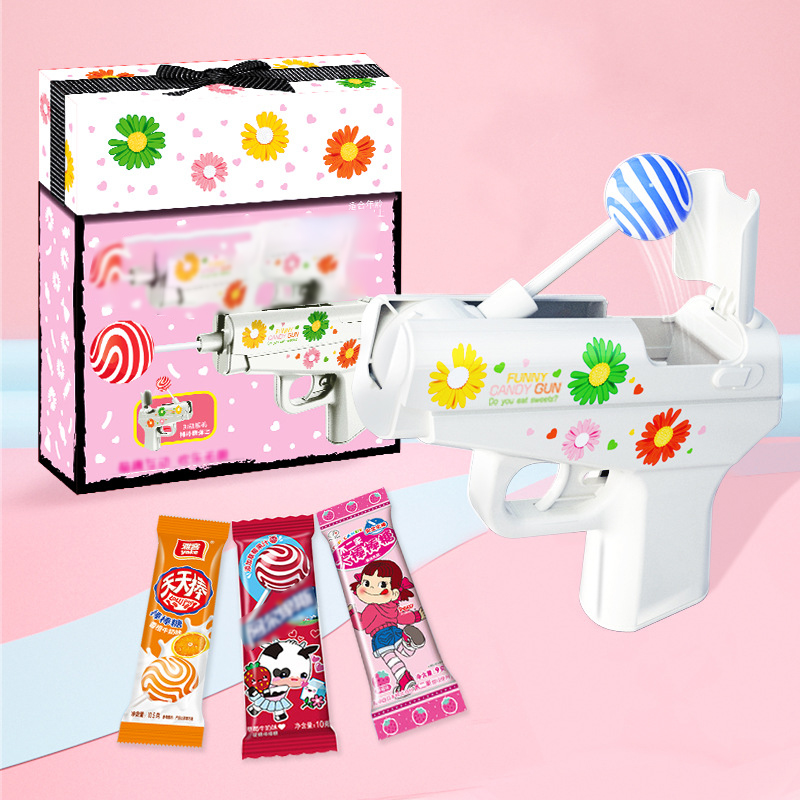 Лидер продаж, оптовая продажа, 3 шт., леденец-сюрприз в виде леденца, розовый, фиолетовый, пистолет для конфет, игрушки для мальчиков, девочек, друзей