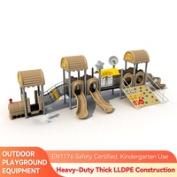 Structure de jeu extérieure pour enfants sur le thème du train à vapeur, grande capacité, avec toboggan et pont d'escalade combinés