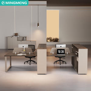 Escritorio y silla de oficina modernos y minimalistas para cuatro miembros del personal, escritorio de oficina para estaciones de trabajo con estanterías. - Product Image 5