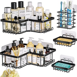 Estante de baño de esquina de Metal de hierro sin perforaciones de tres capas, estante de almacenamiento de cocina para soporte organizador de ollas - Product Image 1