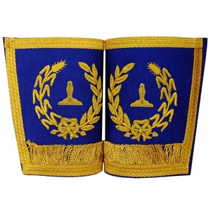 MASONIC REGALIA CRAFT GRAND RANK GUANTLET PARA SENIOR WARDEN-RECORTE DE ORO BORDADO A MANO EN LOS BORDES - Product Image 1