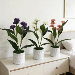 Bonsái de claveles artificiales Paulon de 27 cm en blanco, morado y rosa para decoración del hogar y la oficina. - Product Image 1