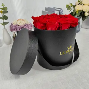Caixa de presente luxuosa Eeca Circle flor para chapéu de rosa única caixa de papel de embalagem para arranjo de flores