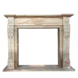 100% Hand Caving Stone Mantel Surround Marble Carved Fireplace For Sale