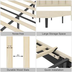 Il telaio del <span class=keywords><strong>letto</strong></span> a piattaforma queen size con supporto per strisce in <span class=keywords><strong>legno</strong></span> con <span class=keywords><strong>testiera</strong></span> rivestita in velluto regolabile è facile da montare - Product Image 6