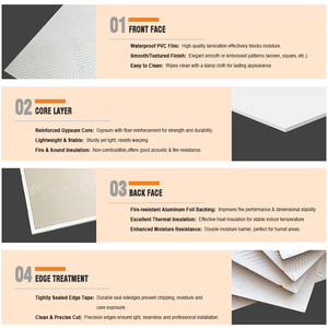 Plaques <span class=keywords><strong>de</strong></span> <span class=keywords><strong>plafond</strong></span> en PVC <span class=keywords><strong>de</strong></span> haute qualité, résistantes à l'humidité et faciles à nettoyer, pour cuisines, salles <span class=keywords><strong>de</strong></span> bain et projets commerciaux. - Product Image 5