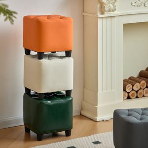 Modern Home Living Room Small Solid Wood Stool Creative Pedal Sofa <b>Coffee</b> <b>Table</b> With Soft Bag Door Changing Shoe Stool - Product Image 4