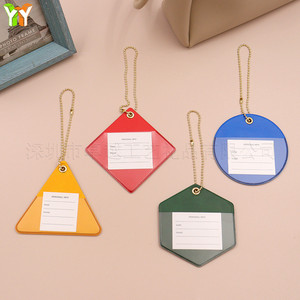 Étiquettes de bagages en cuir PU en stock, étiquettes de bagages à commande par tension, étiquettes d'information, étiquettes d'embarquement simples et portables - Product Image 2