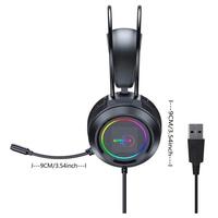 Casque filaire circum-auriculaire avec éclairage RGB et microphone intégré, casque gamer pour jeux sur téléphone mobile
