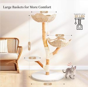 <span class=keywords><strong>Arbre</strong></span> <span class=keywords><strong>à</strong></span> <span class=keywords><strong>chat</strong></span> en bois massif au <span class=keywords><strong>design</strong></span> moderne, de luxe, fabriqué <span class=keywords><strong>à</strong></span> la main en bois de fruit, avec corde en sisal et perchoir en peluche - Product Image 3
